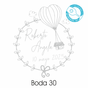 Sello boda viaje novios globo